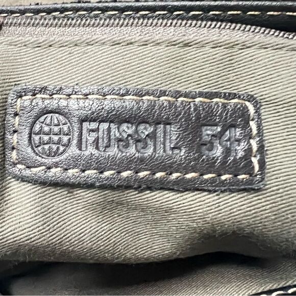 VTG Fossil Pebble Leather Black Messenger Crossbody Shoulder Purse Bag - Picture 12 of 16